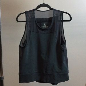 S Nancy Rose Performance black mesh tank top